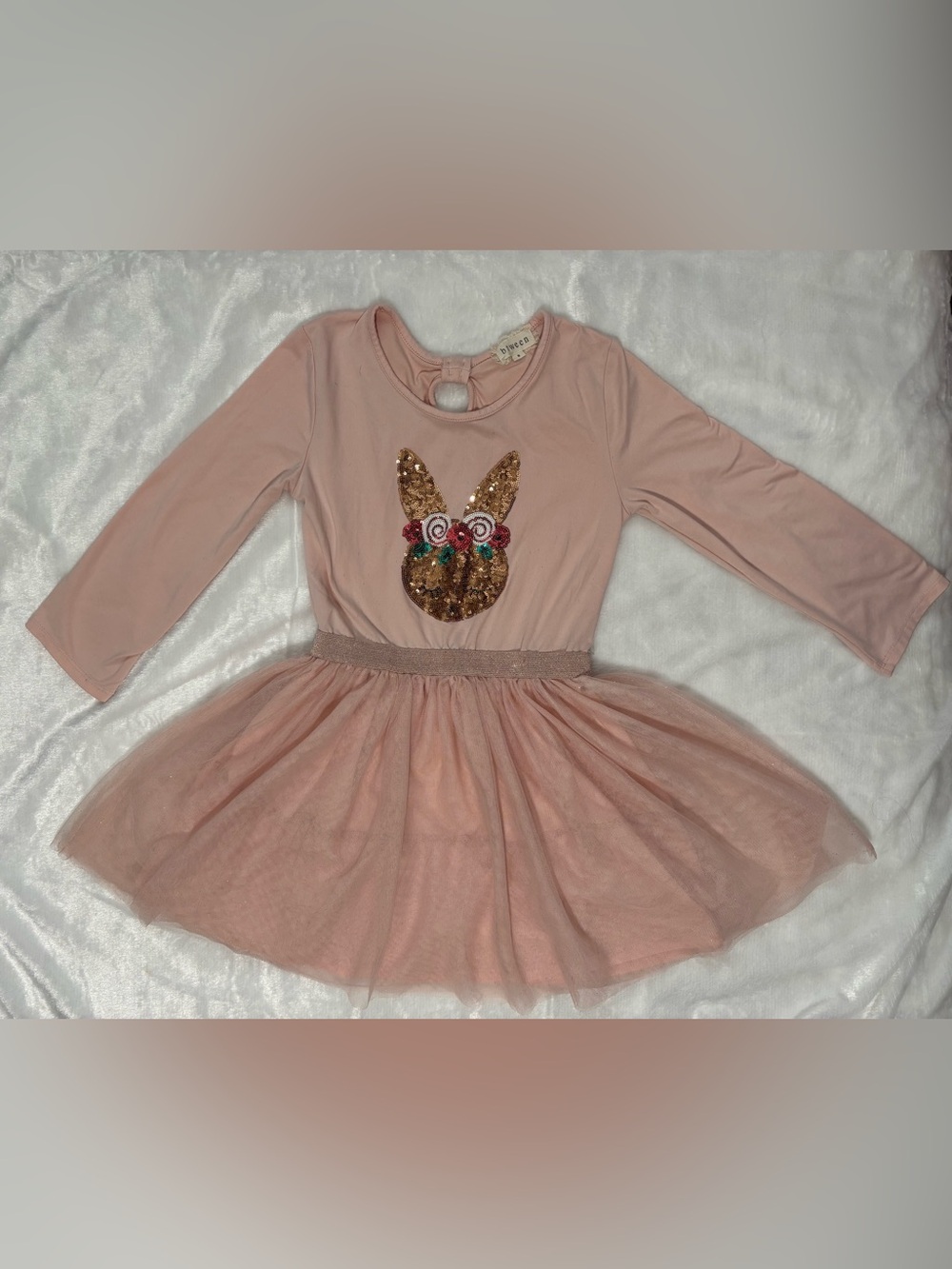 Girl’s Pink Tulle Bunny Sequin Dress